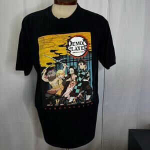 Demon Slayer Kimetsu No Yaiba Anime Graphic Tee XL Black Unisex Shirt